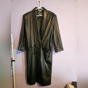 VINTAGE Black Leather Trench
